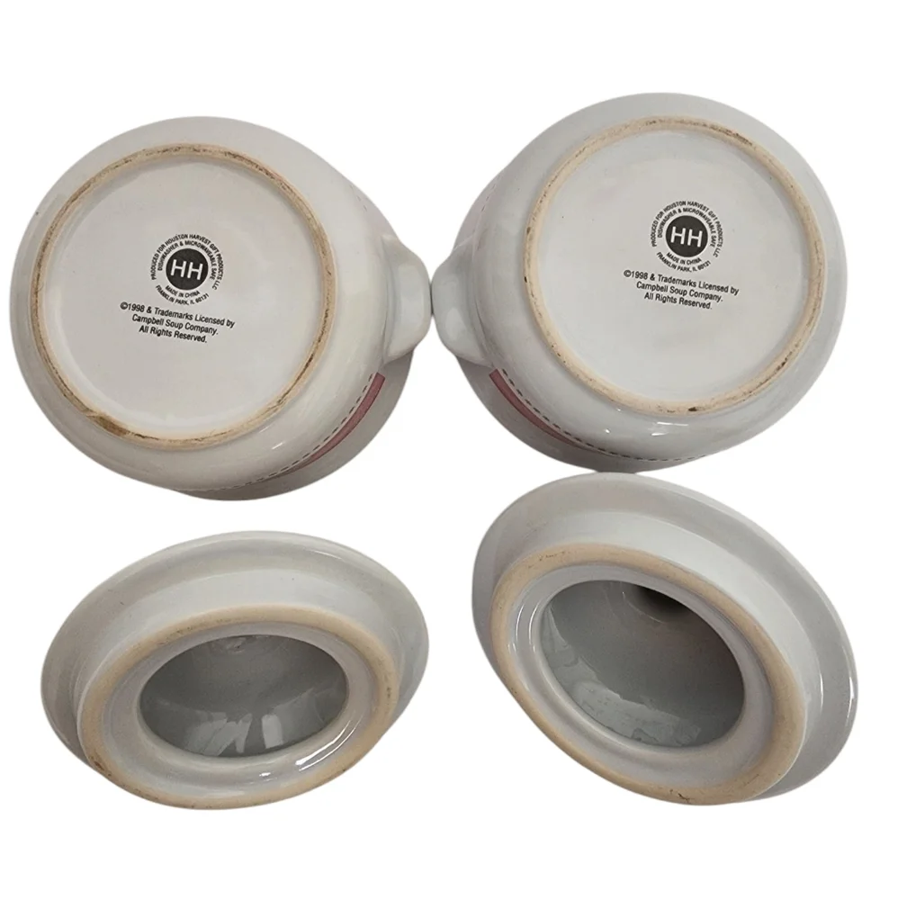 Vintage 1998 Campbell’s Soup Crock Bowls Lids Set 2